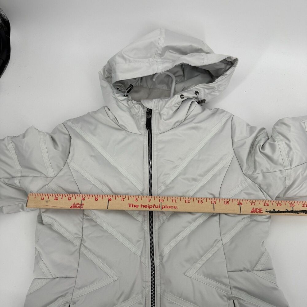 Obermeyer Jacket Coat Puffer Bombshell Hood Ski Apres Down White/Gray Women Sz 6 - Picture 14 of 16